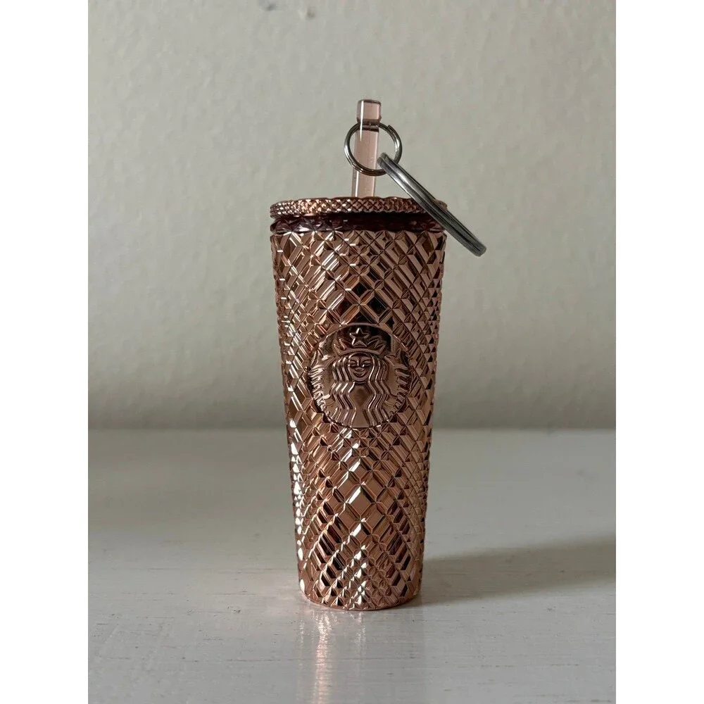 Starbucks cold cup keychain 4” GOLD